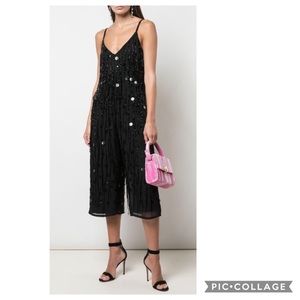 Aidan Mattox  fringes embroidery  sleeveless jumpsuit